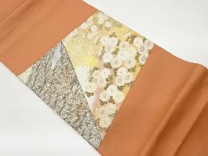 切り嵌め菊に鶴模様織出し袋帯